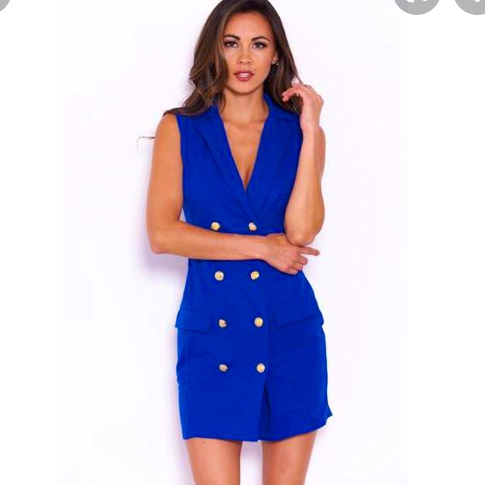 Blue button dress